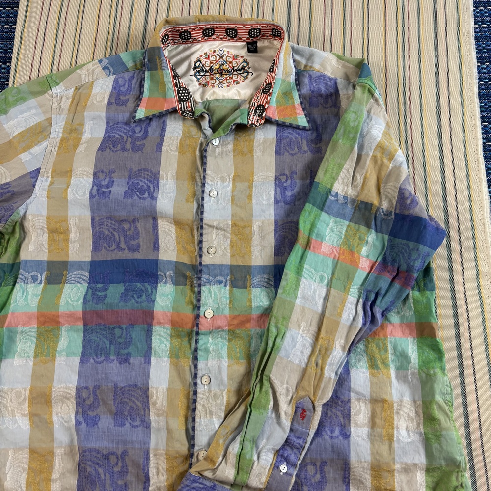 Robert Graham Shirt Mens 2XL Multicolor Plaid Long Sleeve Button Front Casual EC